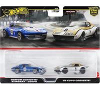 HOT WHEELS 2 PACK CUSTOM CORVETTE SINGRAY COUPE AND '68 COPO CORVETTE HRR80
