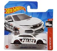 Hot Wheels - 2018 Honda Civic Type R - HW Rescue 4/10 - HKJ21 - Short Card - Police Car - White - Mattel 2023