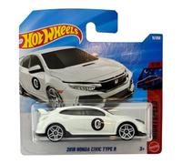 Hot Wheels - 2018 Honda Civic Type R - Night Speed 3/10 - JJH88 - Short Card - White - Licensed Model - Mattel 2026-1:64