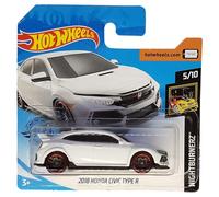 Hot Wheels - 2018 Honda Civic Type R - Nightburnerz 5/10 - FYF82 - Short Card - White - Mattel 2019