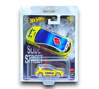 Hot Wheels 2023 Toyota GR Corolla (Yellow, Blue & White) 3/5 Slide Street 2-2024 - (Premium Car Culture) - includes a KLAS Car Keeper Protector Case - HKC82