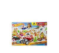 Hot Wheels Toy Cars & Playset, 2025 Advent Calendar with 10 Vehicles in 1:64 Scale, 10 Ornament Clips & 14 Winter-Themed Accessories, JCB47
