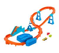 Hot Wheels Toy Car Track Set, Deluxe Building Box with Motorized Booster, 1:64 Scale Vehicle, Speed Snap Track, Boosted Jump Speedway, JDB49