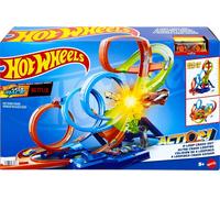 Hot Wheels Action 4-Loop Crash Out Track Set with Motorized Booster & 1:64 Scale Toy Car