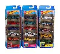 Hot Wheels 5-Pack Bundle of 15 Toy Cars, 3 Themed Packs of 5 1:64 Vehicles, Authentic Details, Realistic Deco, Gift for Collectors and Kids 3 Years and Up, HNM05