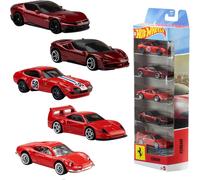 Hot Wheels 5-Pack of Ferrari 1:64 Scale Cars Die-Cast JLN12