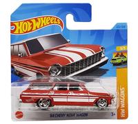 Hot Wheels - '64 Chevy Nova Wagon - HW Wagons 3/5 - HKH70 - Short Card - GM - Red - Mattel 2023-1:64