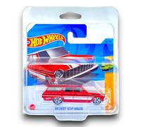 Hot Wheels '64 Chevy Nova Wagon (Red & White) 3/5 HW Wagons - 2023-222/250 (Short Card) - COMES IN A KLAS CAR KEEPER PROTECTIVE COLLECTORS CASE - HKH70