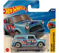 Hot Wheels '67 Austin Mini Van (JBB68) - Art Cars Series 10/10 Blue with Union Jack Design, 1:64 Scale Licensed by British Motor Heritage
