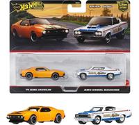 Hot Wheels Premium 2 Pack - '71 AMC Javelin/AMC Level Machine Vehicle Toy Minicar 3 Years Old and Multi JBL06