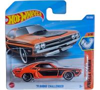 Hot Wheels '71 Dodge Challenger, Die-Cast Model Car, Orange and Black, 1/10 Muscle Mania