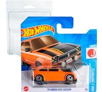 Hot Wheels '73 Honda Civic Custom HW J-Imports 8/10 (117/250) Orange HKK67 Short Card Mattel 2023 + Blister & Card Protector Pack Geek Monkey
