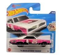 Hot Wheels '74 Brazilian Dodge Charger, Women's Day Edition, Pink and White, 1:64 Scale, 75/250