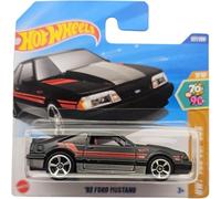 Hot Wheels '92 Ford Mustang, 70s-90s Collection, Black with Red Stripes, Die-Cast Model Car