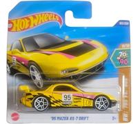Hot Wheels '95 Mazda RX-7 Drift, Yellow, Die-Cast Model Car, 163/250