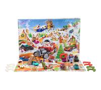 Hot Wheels Toy Cars & Playset, 2025 Advent Calendar with 10 Vehicles in 1:64 Scale, 10 Ornament Clips & 14 Winter-Themed Accessories, JCB47