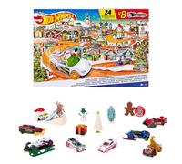 Hot Wheels Advent Calendar, 8 Hot Wheels Cars and 16 Winter-Themed Accessories behind 24 Numbered Doors Plus a Playmat, For Kids & Hot Wheels Fans, HKL74