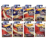 Hot Wheels American Stars and Stripes Bundle of 8 Diecast Vehicles in Red White and Blue
