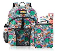 Hot Wheels Backpack and Lunch Box for Boys Set - Bundle with 16" Racecar Backpack, Lunch Bag, Water Bottle, Tattoos, More | Hot Wheels School Bag for Kids