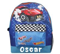 Hot Wheels Backpack Personalised Kids Bag Rucksack School Cars Light Blue