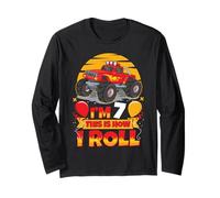 Hot Wheels Birthday I'm 7 This is How I Roll Monster Truck Long Sleeve T-Shirt