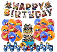 Hot Wheels Birthday Party Supplies - Decorations, Banner, Latex Balloons, Cake & Cupcake Toppers for Kids' Party Decor
