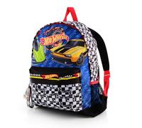 Hot Wheels Boys Backpack | Kids School Bag with Zipped Compartments, Adjustable Shoulder Straps & Side Mesh Water Bottle Holder Racing Cars Rucksack for School And Travel