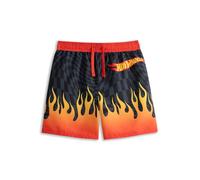 Hot Wheels Boys Black & Red Flame Swim Shorts | Graphic Beachwear with Elasticated Waistband & Drawstring | Checkered Pattern Swimming Trunks | Holiday Swimwear Merch - 11-12 Years