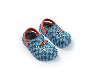 Hot Wheels Boys Blue Checkerboard Clogs | Soft Plush Lining for Indoor & Outdoor Wear | Easy Pull-On Design | Stylish Footwear for Playtime & Adventures Merch - 13 UK Child