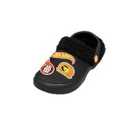 Hot Wheels Boys Clogs - Kids Fur Lined Slippers with Back Strap - Comfortable Outdoor & Indoor Footwear for Toddlers and Children (Black UK 8-EU26)