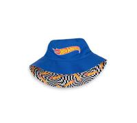 Hot Wheels Boys Reversible Bucket Hat | Blue & Chequered Multi-Pattern Hat Logo | Lightweight Sun Protection | Kids Outdoor Headwear