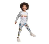 Hot Wheels Boys Pyjamas - Official Car Print Long Sleeve Pyjama Set with Flame Logo - Grey Marl Top and Cuffed Bottoms - 100% Cotton, Soft Breathable, Machine Washable Boys PJs - Ages 3-8 Years