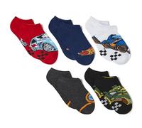 Hot Wheels Boys Race Car 5 Pack No Show Ankle Socks, Red, Assorted, 22-25 EU