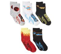 Hot Wheels Boys Racing Car Crew Socks Pack of 5, Assorted grey, 22-25 EU