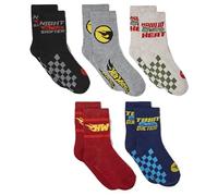 Hot Wheels Boys Racing Car Crew Socks Pack of 5, Black Primer, 22-25 EU