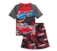 Hot Wheels Boys Swim Shorts + Rash Vest Set Kids Racing Car Sunsafe Swimsuit Swimming Trunks Grey 5-6 Years