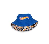 Hot Wheels Boys Reversible Bucket Hat | Blue & Chequered Multi-Pattern Hat Logo | Lightweight Sun Protection | Kids Outdoor Headwear