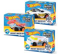 Hot Wheels Build & Race Pull Back Cars Pocket Racer, 3 Pack