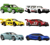 Hot Wheels Car Culture Premium 6-Pack, Set of 6 Die-Cast 1:64 Scale Euro Style Vehicles with Elevated Deco (Styles May Vary)