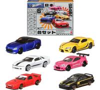 Hot Wheels Car Culture Premium Toy Car 6-Pack, Set of 6 Die-Cast 1:64 Scale Japanese Vehicles with Elevated Deco (Styles May Vary)