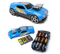 Hot Wheels Car Storage 2in1 Race N' Haul free wheel Car Storage case with Retractable Handle - Stores up to 15 cars (cars not included)