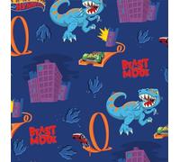 Hot Wheels-Cartoon Fabric Cotton Print Fabric 44'' Wide,Car Fabric 100% Cotton Children's Craft Fabric Material for Quilting, Sewing, Dressmaking (Dinosaur, 1 Metre)