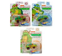 Hot Wheels Character Cars TMNT Teenage Mutant Turtles Set of 3 Diecast Vehicles Bundle with Ninjas Raphael, Michelangelo, and Leonardo
