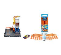 Hot Wheels City Downtown Repair Station Playset with 1 Car, Connects to Other Sets & Tracks, Gift for Kids Ages 4+ & Fisher-Price BHT77 Mattel Track Builder Pack with Vehicle