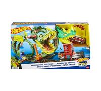 City Dragon Drive Firefight Playset, Defeat the Dragon with Stunts, Connects to Other Sets, Includes 1 Hot Wheels Toy Car, Gift for Kids 3 to 8 Years
