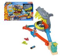 Hot Wheels Toy Car Track Set, City Shark Chomp Beach Playset with 1:64 Scale Die-Cast Vehicle. 2 Ways to Play, Knock Out the Shark or Get Eaten, JHL96