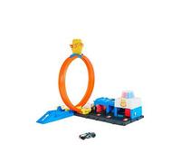 Hot Wheels Toy Car Track Set, Super Police Station Playset with 1:64 Scale Die-Cast Vehicle, Adjustable Loop for Multiple Ways to Race & Stunt, JBM71