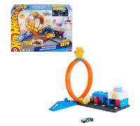 Hot Wheels Toy Car Track Set, Super Police Station Playset with 1:64 Scale Die-Cast Vehicle, Adjustable Loop for Multiple Ways to Race & Stunt, JBM71
