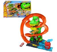Hot Wheels City T-Rex Blaze Battle Playset & 1:64 Scale Die-Cast Car, Dinosaur Nemesis