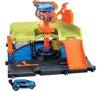 Hot Wheels City Toy Track Set, Downtown Express Car Wash Playset with 1:64 Scal